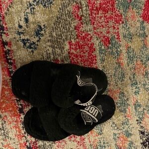 UGG Black Plush Slippers